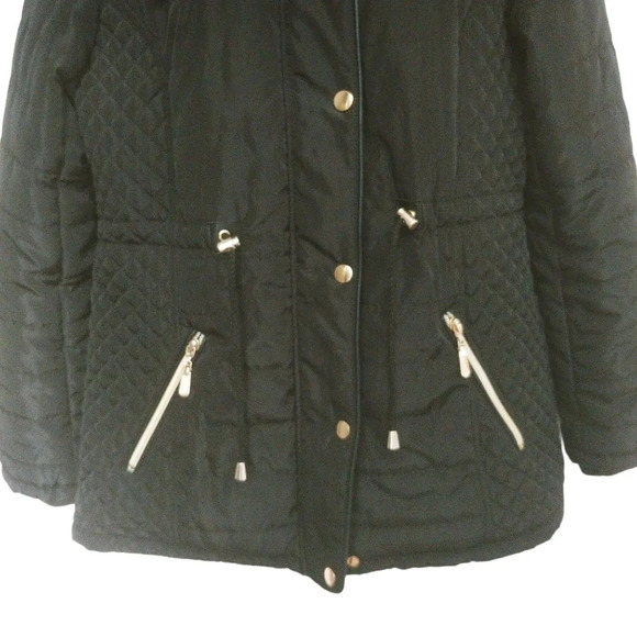 Le  Grenier Quilted Hooded Wind/Water Resistant Coat with Gold Metal Accents M - Picture 5 of 10